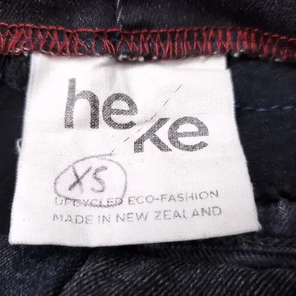 Heke Design Patchwork Jeans Wide Leg Upcycled Sustainable Women XS Black NZ Made - Picture 15 of 16